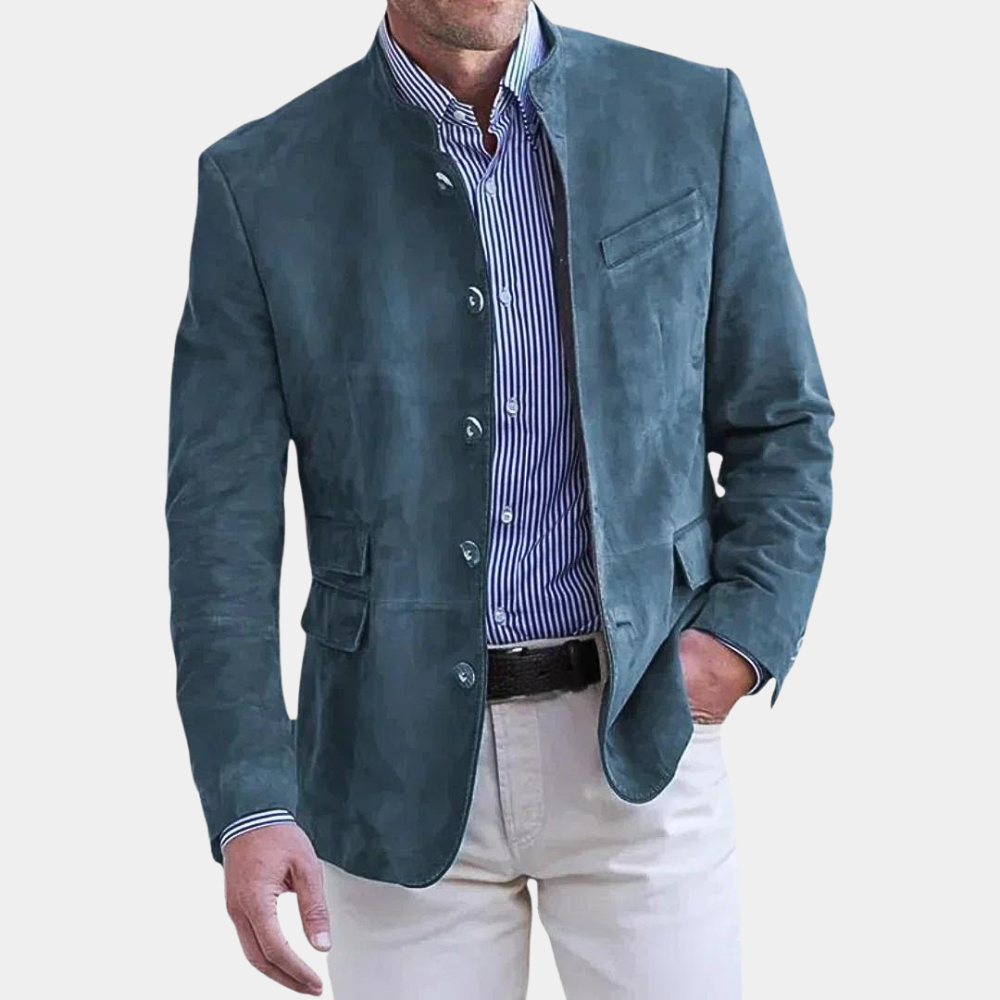 Men's Jacket | Business Casual | Single Breasted | Blazer Jacket | Men's Blazer-Men Winter Jacket-Chaps London-Blue-S-Chaps London