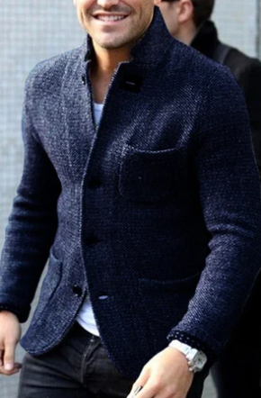 Men's Jacket | Retro | Single Breasted | Blazer Jacket | Tweed Jacket-Jacket-Chaps London-Navy Blue-S-Chaps London