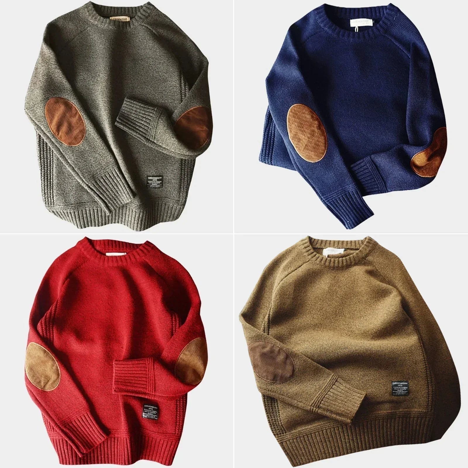 Men's Jumper - Elbow Patches - Regular Fit - Men's Knit Pullover - Knitted Sweater-Sweaters-Chaps London-Chaps London