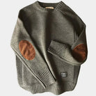 Men's Jumper - Elbow Patches - Regular Fit - Men's Knit Pullover - Knitted Sweater-Sweaters-Chaps London-Grey-S-Chaps London