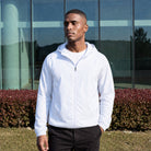 Men's lightweight hooded windbreaker jacket in white