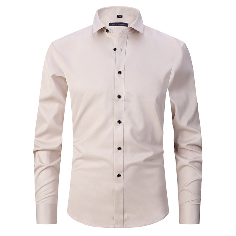 Men's Non Iron Shirt - Wrinkle Free - Button-Up - Dress Shirt - Oxford Shirt-Chaps London-Beige-S-Chaps London