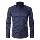 Men's Non Iron Shirt - Wrinkle Free - Button-Up - Dress Shirt - Oxford Shirt-Chaps London-Dark Blue-S-Chaps London