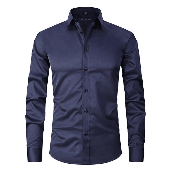 Men's Non Iron Shirt - Wrinkle Free - Button-Up - Dress Shirt - Oxford Shirt-Chaps London-Dark Blue-S-Chaps London