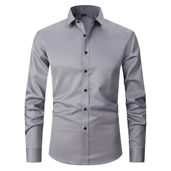 Men's Non Iron Shirt - Wrinkle Free - Button-Up - Dress Shirt - Oxford Shirt-Chaps London-Grey-S-Chaps London