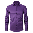 Men's Non Iron Shirt - Wrinkle Free - Button-Up - Dress Shirt - Oxford Shirt-Chaps London-Purple-S-Chaps London