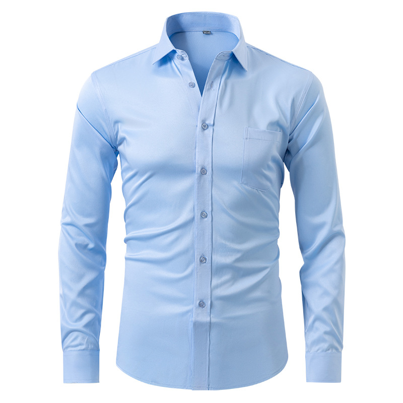Men's Non Iron Shirt - Wrinkle Free - Button-Up - Dress Shirt - Oxford Shirt-Chaps London-Sky Blue-S-Chaps London