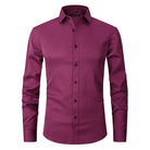 Men's Non Iron Shirt - Wrinkle Free - Button-Up - Dress Shirt - Oxford Shirt-Chaps London-Wine Red-S-Chaps London