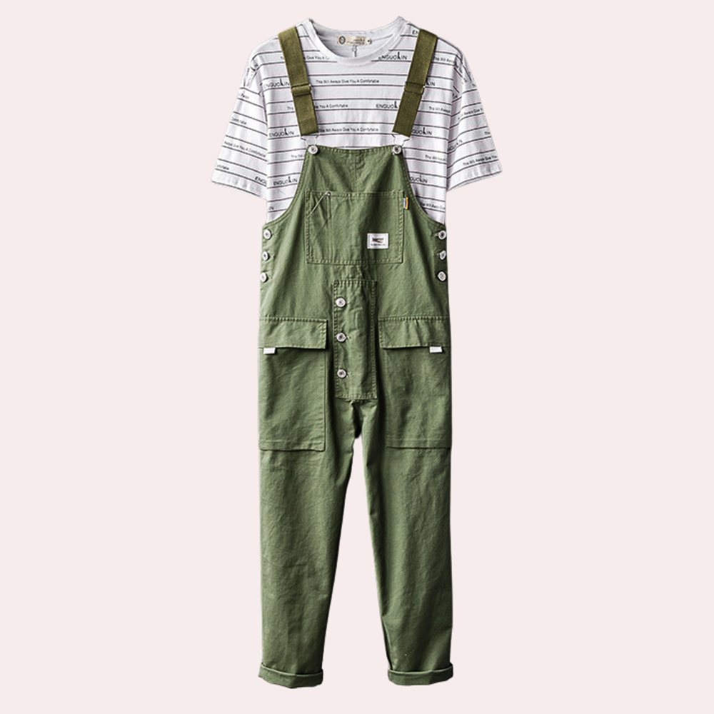 Men's Overalls | Cargo | Pockets | Dungarees | Men's Clothing-Cargo Pants-Chaps London-Green-M-Chaps London