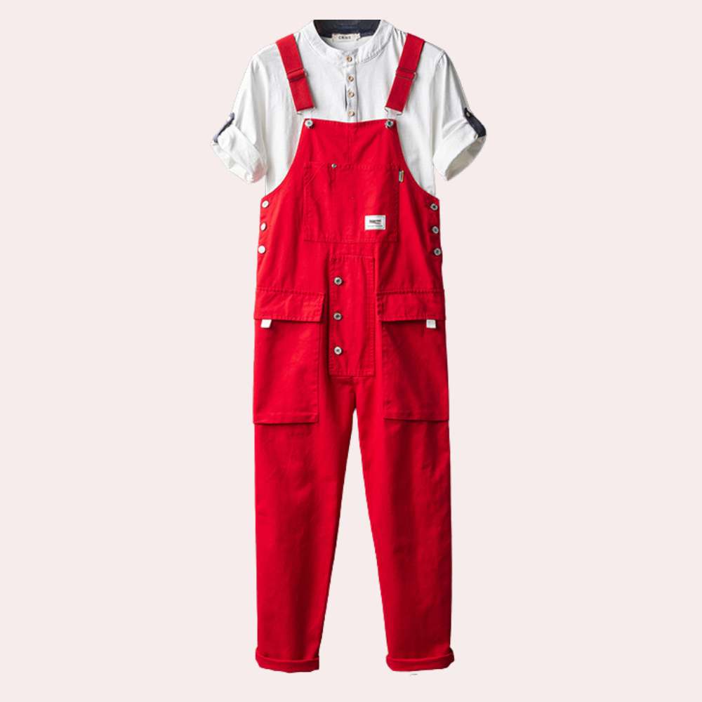 Men's Overalls | Cargo | Pockets | Dungarees | Men's Clothing-Cargo Pants-Chaps London-Red-M-Chaps London