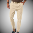 Men's Pants - Casual Lightweight Drawstring Linen Pants-Men Pants-Chaps London-Beige-S-Chaps London