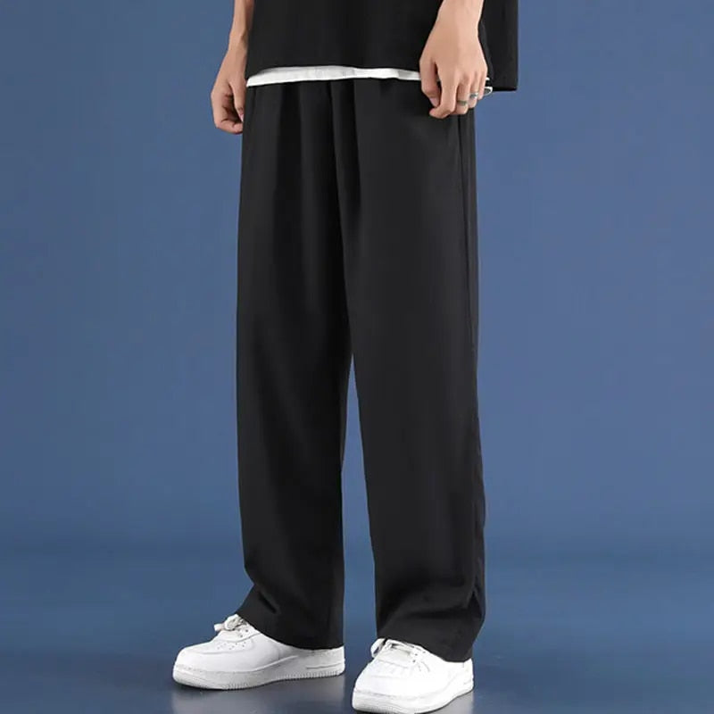 Men's Pants | Casual | Loose Fit | Straight Leg Pants | Wide Leg Joggers-Chaps London-Black-M-Chaps London