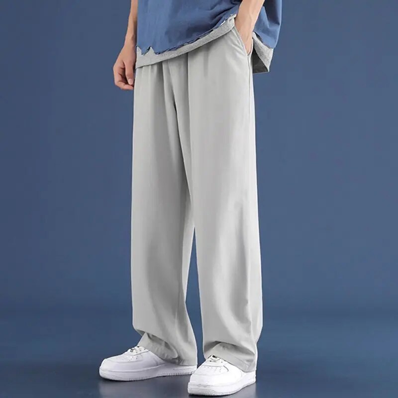 Men's Pants | Casual | Loose Fit | Straight Leg Pants | Wide Leg Joggers-Chaps London-Grey-M-Chaps London