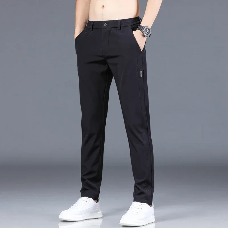 Men's Pants - Elastic Waist - Slim Fit - Casual Pants - Stretch Pants-Chaps London-Black-28-Chaps London