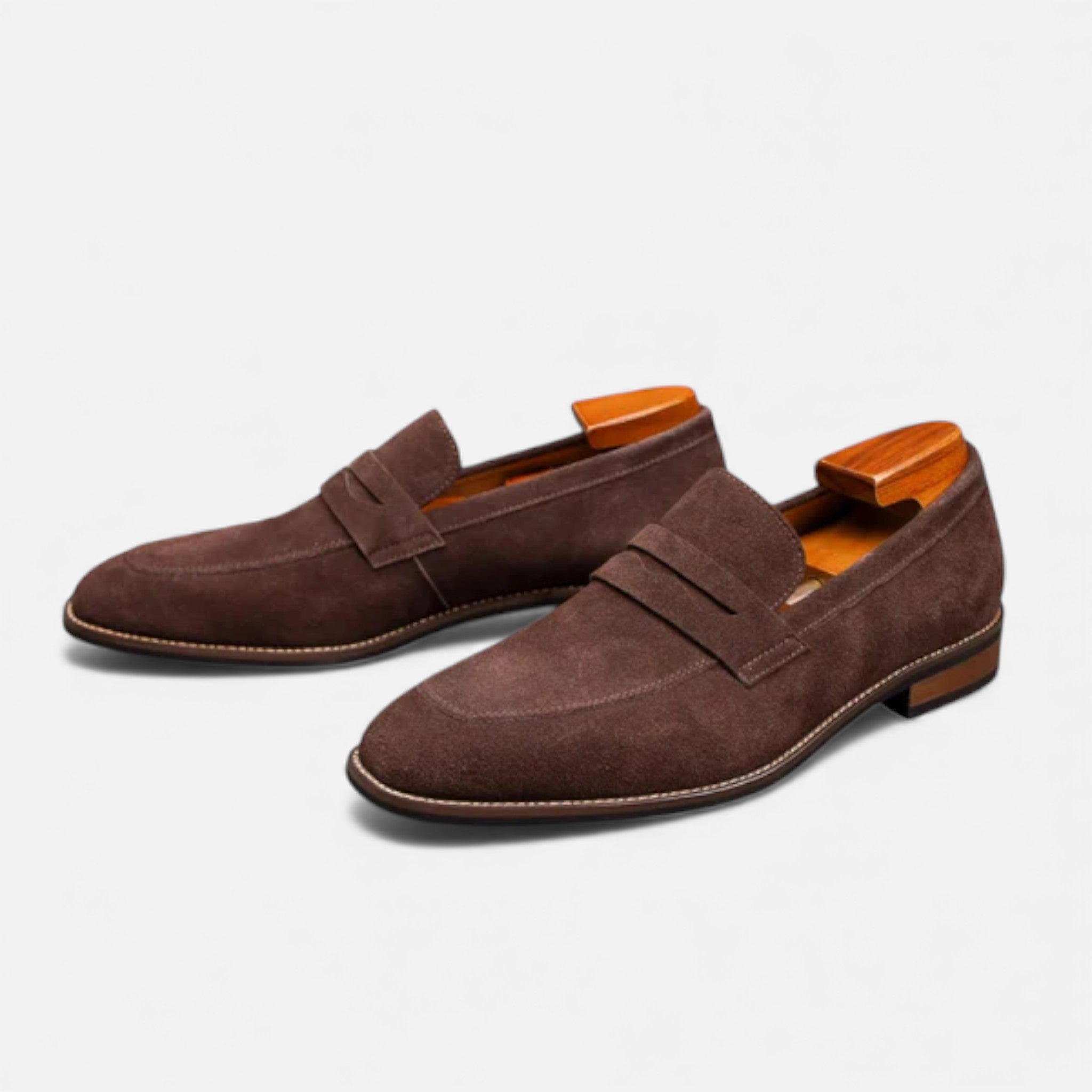 Men's Penny Loafers | Suede | Slip-On | Leather Loafers-Loafers-Chaps London-Coffee-UK 5.5-Chaps London