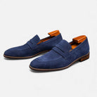 Men's Penny Loafers | Suede | Slip-On | Leather Loafers-Loafers-Chaps London-Navy-UK 5.5-Chaps London