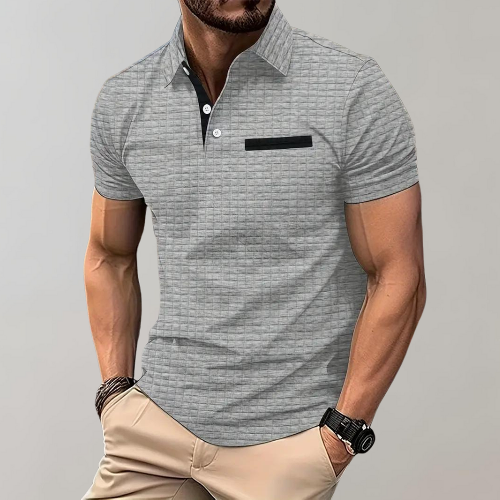 Men's Polo Shirt - Collared - Lapel - Polo T-Shirt - Polo Shirts-Men Summer Shirt-Chaps London-Light Grey-S-Chaps London