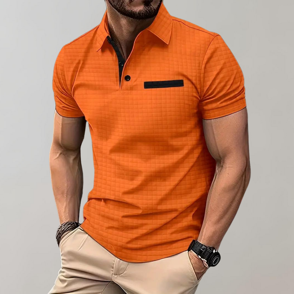 Men's Polo Shirt - Collared - Lapel - Polo T-Shirt - Polo Shirts-Men Summer Shirt-Chaps London-Orange-S-Chaps London