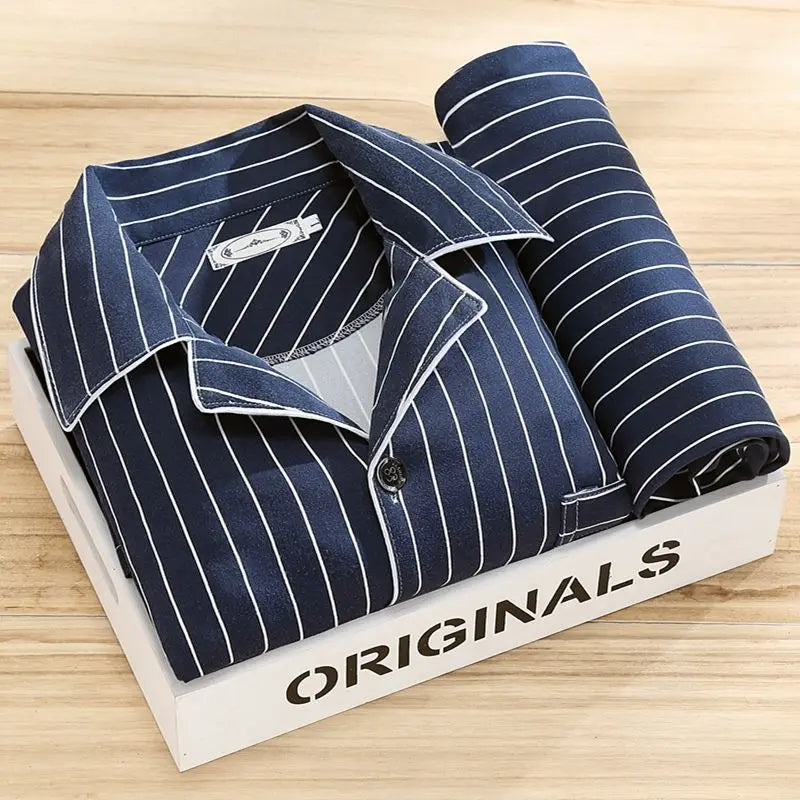 Men's Pyjama | Long Sleeve | Long Pants | Pajama Set | Men's PJS-Men's Pajama Set-Chaps London-Blue-L-Chaps London