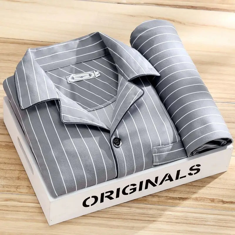 Men's Pyjama | Long Sleeve | Long Pants | Pajama Set | Men's PJS-Men's Pajama Set-Chaps London-Gray-L-Chaps London