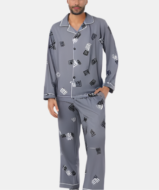 Men's Pyjama | Long Sleeve | Long Pants | Pajama Set | Men's PJS-Men's Pajama Set-Chaps London-Storm Gray-L-Chaps London