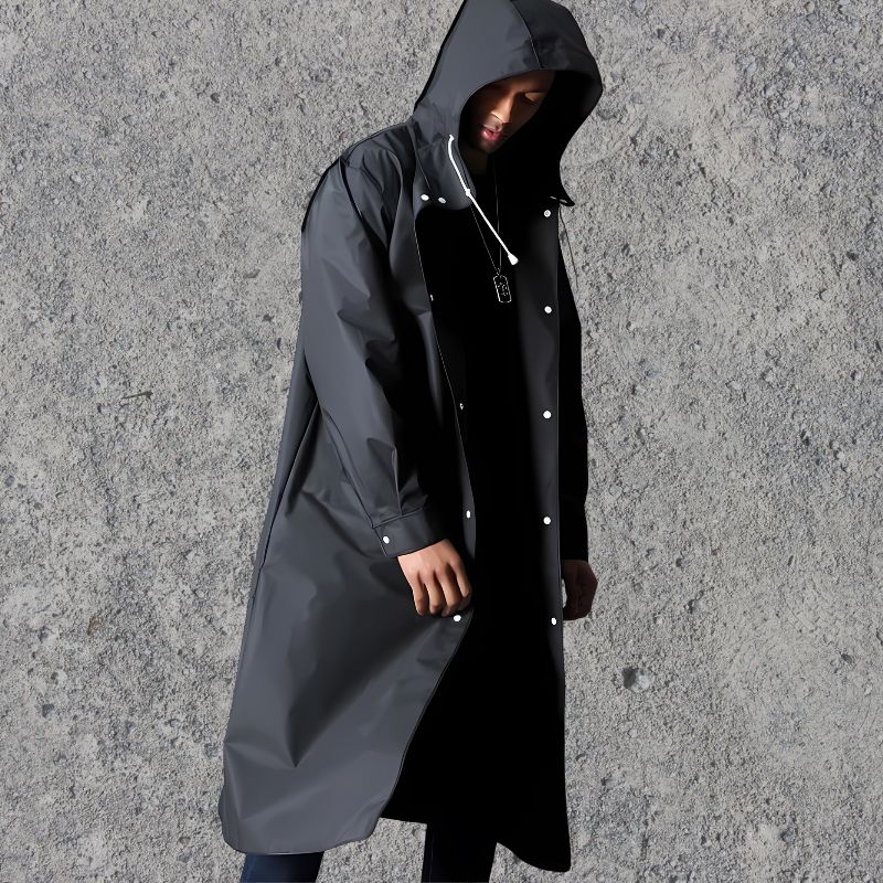 Men's Raincoat | Hooded | Button-Up | Long Raincoat | Waterproof Coat-Men's jacket-Chaps London-Chaps London