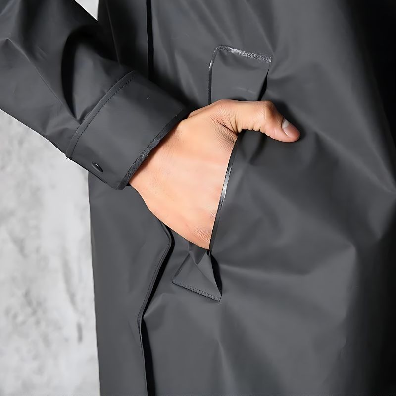 Men's Raincoat | Hooded | Button-Up | Long Raincoat | Waterproof Coat-Men's jacket-Chaps London-Chaps London