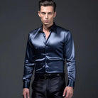 Men's Shirt | Long Sleeve | Slim Fit | Button-Up Shirt | Shiny Shirt-Shirt-Chaps London-Blue-S-Chaps London