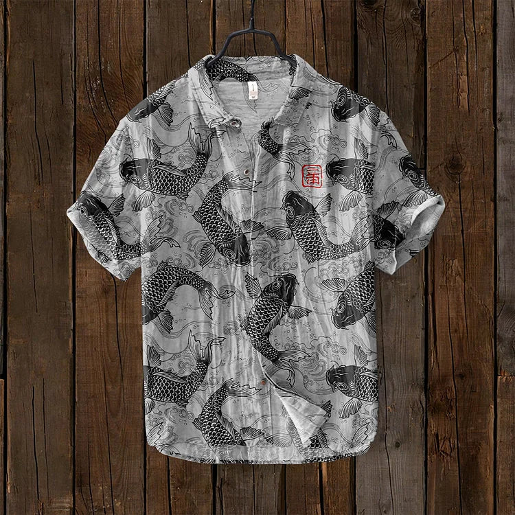 Men's Shirt | Printed | Lightweight | Button-Up Shirt | Short Sleeve Shirts-Chaps London-Black-S-Chaps London