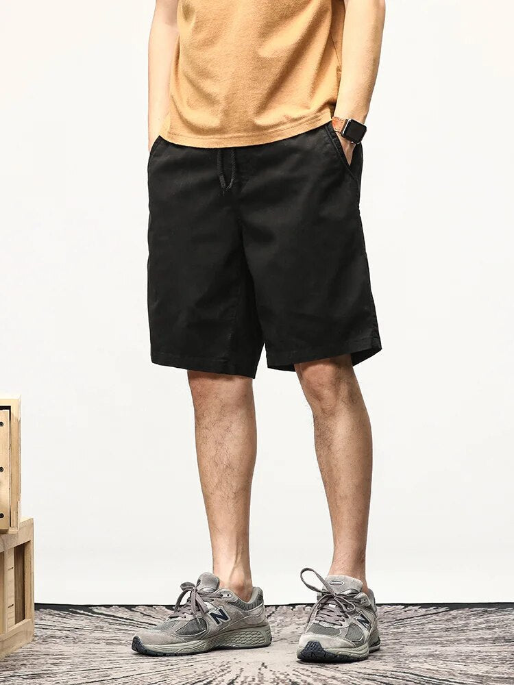 Men's Shorts - Drawstring - Long - Casual Shorts - Summer Shorts-shorts-Chaps London-Black-28-Chaps London
