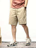 Men's Shorts - Drawstring - Long - Casual Shorts - Summer Shorts-shorts-Chaps London-Khaki-28-Chaps London