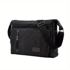 Men's Shoulder Bag | Vintage Canvas Messenger Bag | Zip Closure-Messenger Bag-Chaps London-Black-Chaps London