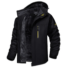 Men's Softshell Jacket - Fleece Lined - Hooded - Windbreaker Jacket - Weatherproof Jackets-Men's Jackets-Chaps London-Black-S-Chaps London