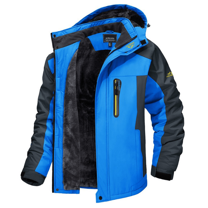 Men's Softshell Jacket - Fleece Lined - Hooded - Windbreaker Jacket - Weatherproof Jackets-Men's Jackets-Chaps London-Blue-S-Chaps London