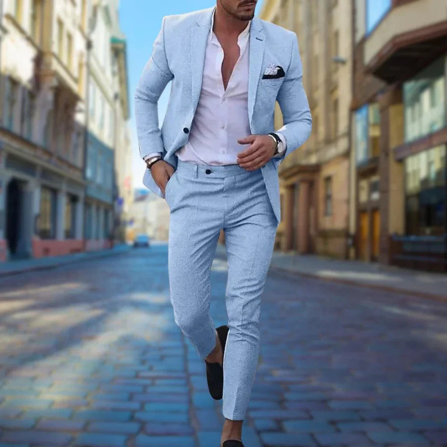 Men's Suit | Tailored | Two-Piece | Slim Fit Suit | Wedding Suits for Men-Chaps London-Blue-M-Chaps London