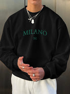 Men's Sweatshirt - Round Neck - Print - Oversized Sweatshirt - Oversized Pullover-Sweaters-Chaps London-Black-S-Chaps London