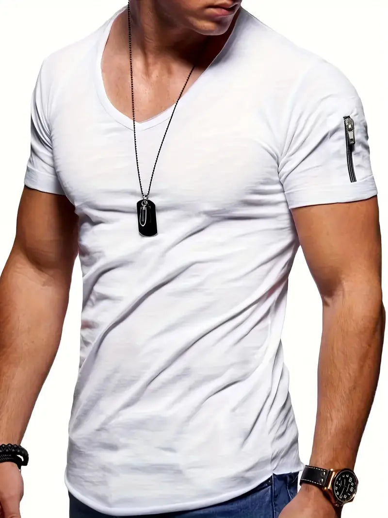 Men's T-Shirt | Casual | Lightweight | V-Neck T-Shirt | Men's Clothing-Chaps London-White-S-Chaps London