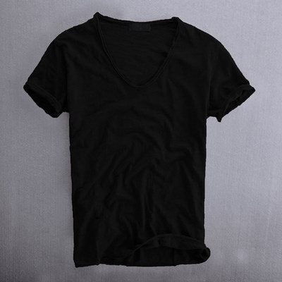 Men's T-Shirt | Cotton | Lightweight | V-Neck T-Shirt | Men's Clothing-Men Shirts-Chaps London-Black-XS-Chaps London