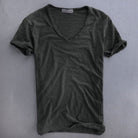 Men's T-Shirt | Cotton | Lightweight | V-Neck T-Shirt | Men's Clothing-Men Shirts-Chaps London-Dark Gray-XS-Chaps London