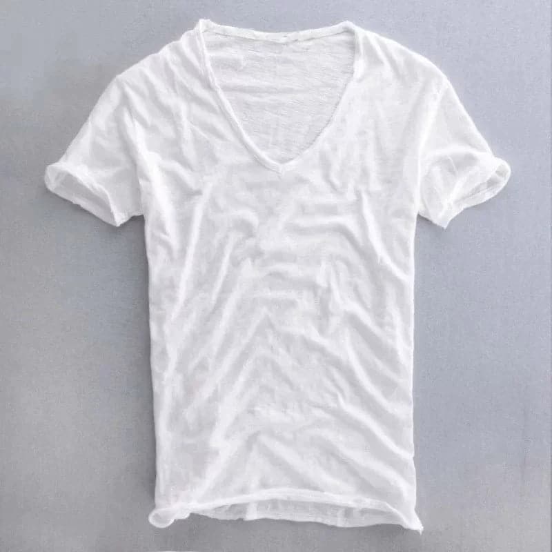 Men's T-Shirt | Cotton | Lightweight | V-Neck T-Shirt | Men's Clothing-Men Shirts-Chaps London-White-XS-Chaps London