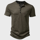 Men's T-Shirt | Lightweight | Quarter Button | Plain T-Shirt | Casual Shirt-Henley Shirts-Chaps London-ARmy Green-S-Chaps London