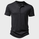 Men's T-Shirt | Lightweight | Quarter Button | Plain T-Shirt | Casual Shirt-Henley Shirts-Chaps London-Black-S-Chaps London