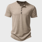 Men's T-Shirt | Lightweight | Quarter Button | Plain T-Shirt | Casual Shirt-Henley Shirts-Chaps London-Khaki-S-Chaps London