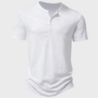 Men's T-Shirt | Lightweight | Quarter Button | Plain T-Shirt | Casual Shirt-Henley Shirts-Chaps London-White-S-Chaps London