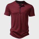 Men's T-Shirt | Lightweight | Quarter Button | Plain T-Shirt | Casual Shirt-Henley Shirts-Chaps London-Wine Red-S-Chaps London