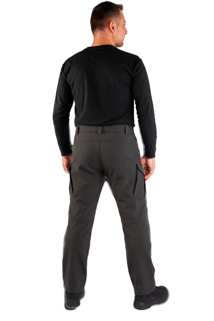 Man wearing black tactical cargo trousers, back view | Chaps London