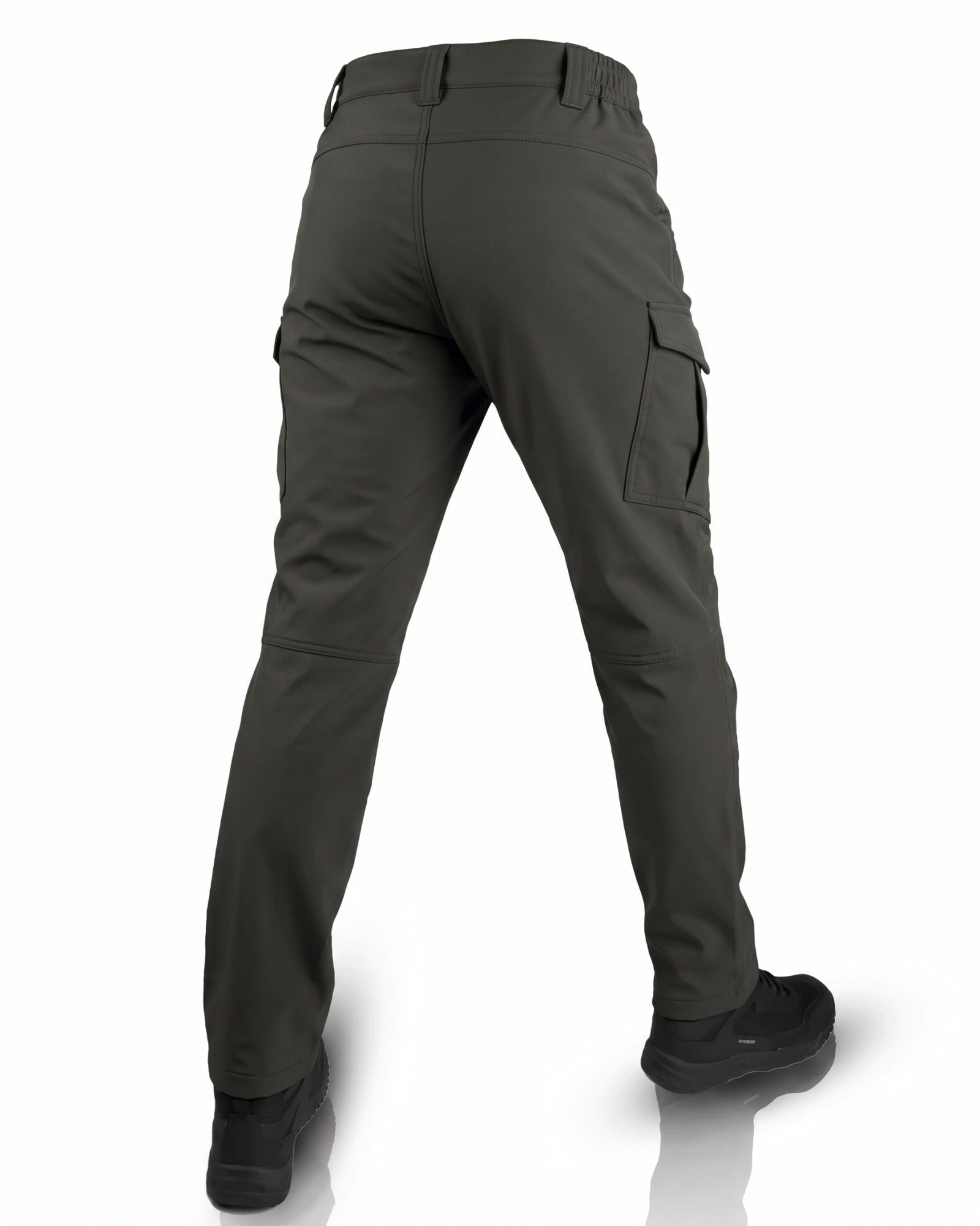 Men's black tactical cargo trousers, back view | Chaps London