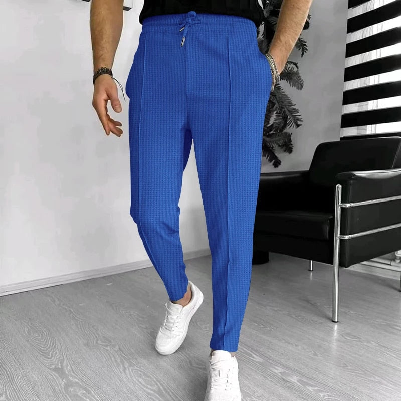Men's Trousers - Elastic Waist - Drawstring - Casual Pants - Stylish Joggers-Pants-Chaps London-Sapphire-S-Chaps London