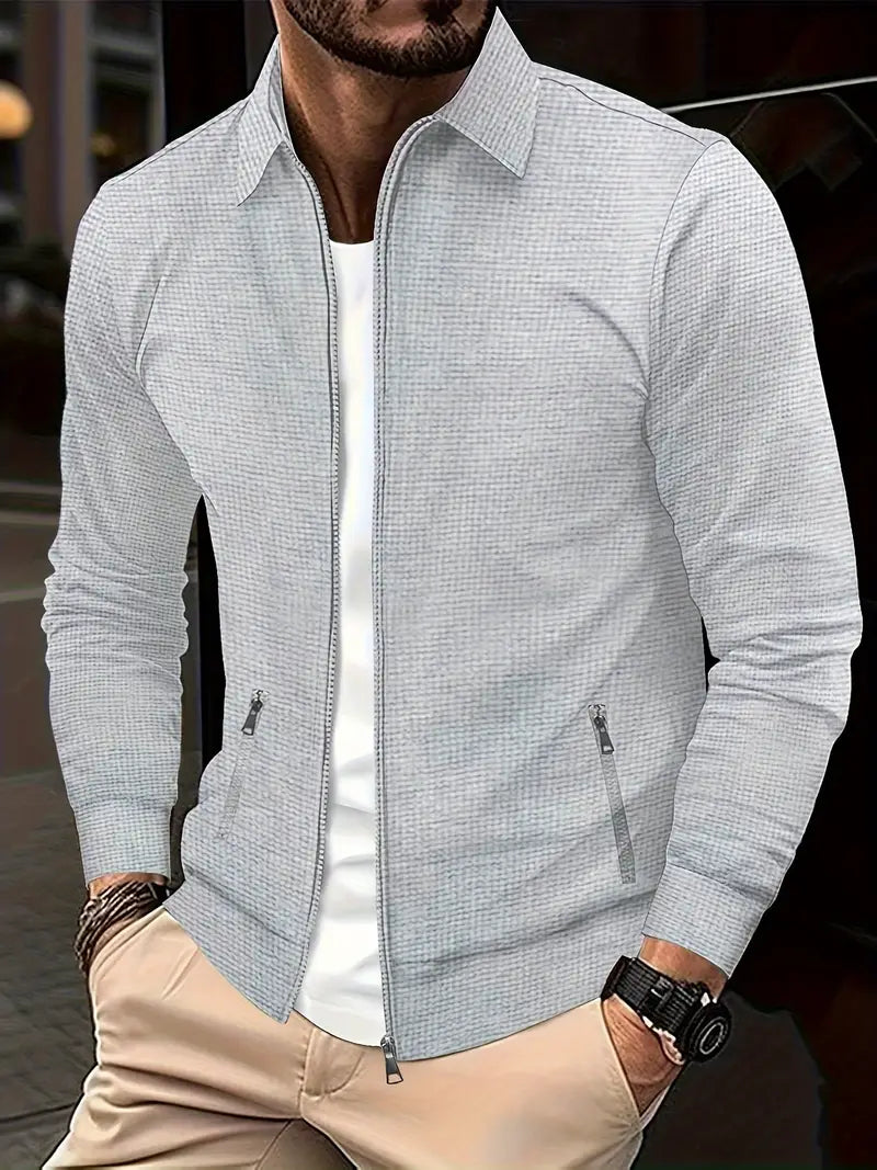 Men's Zip Up Sweatshirt - Full Zip - Pockets - Zip Up Sweater - Men's Jacket-Sweatshirts-Chaps London-Light Gray-S-Chaps London