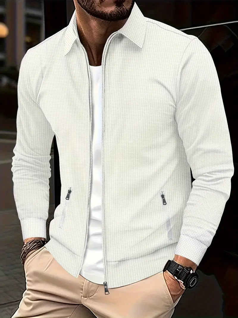 Men's Zip Up Sweatshirt - Full Zip - Pockets - Zip Up Sweater - Men's Jacket-Sweatshirts-Chaps London-White-S-Chaps London